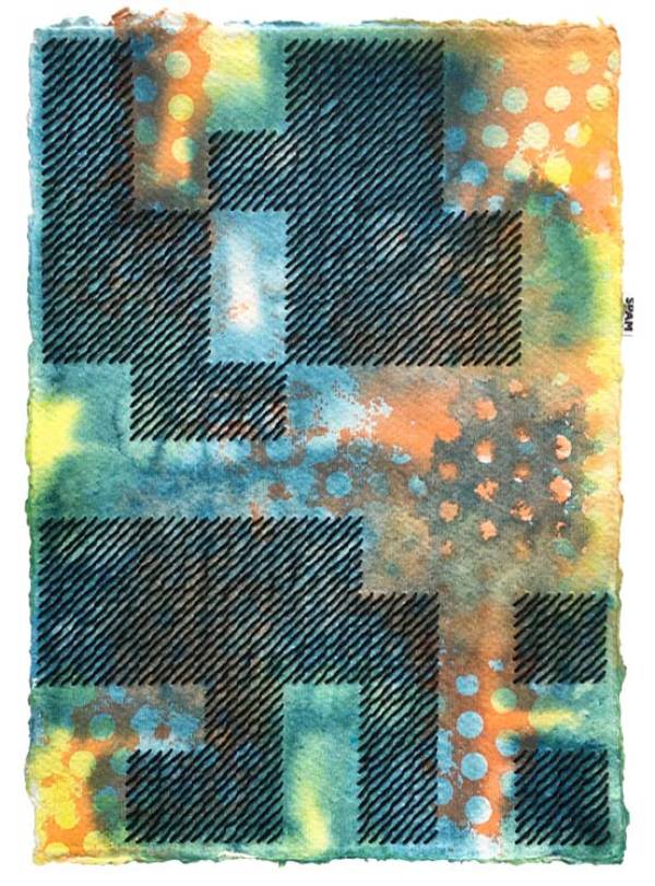 Balta | serie Spam, werk op papier met borduurwerk