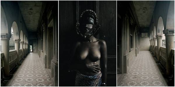 Leonce Raphael Agbodjelou | untitled triptych (Demoiselles de Porto-Novo), 2012